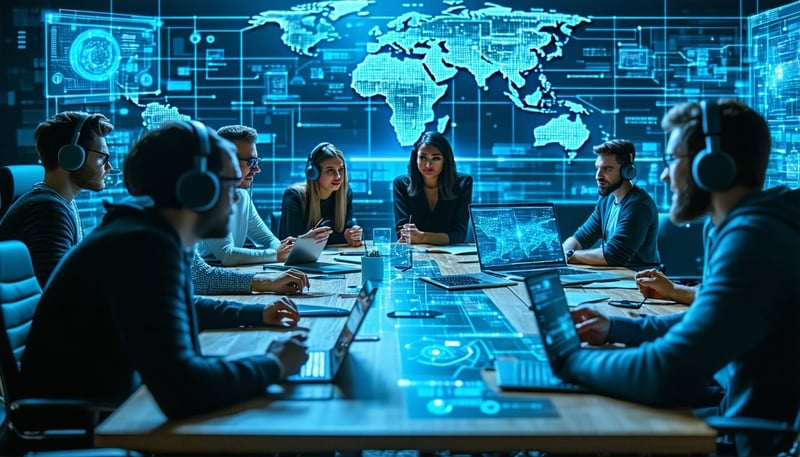 Cybersecurity professionals collaborating on a security strategy Cybersecurity professionals collaborating on a security strategy